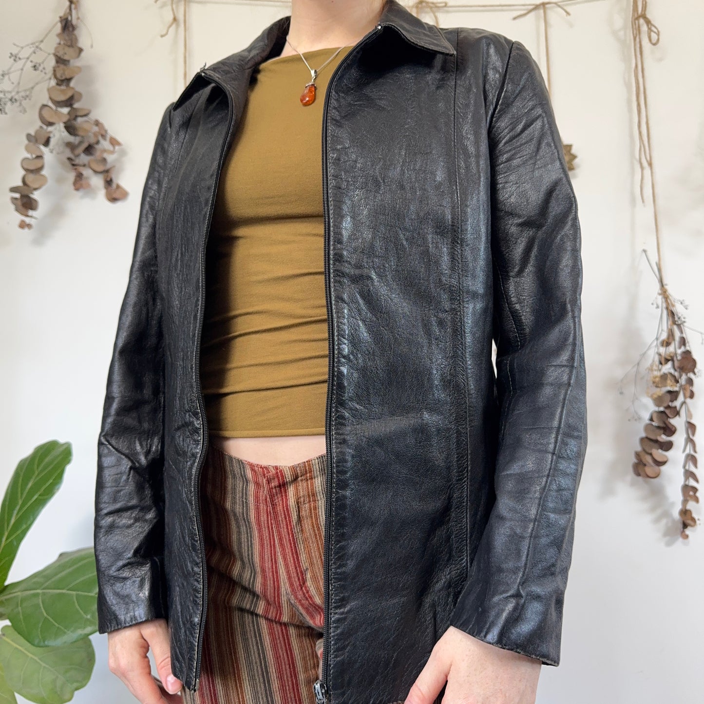 Black leather jacket - size M