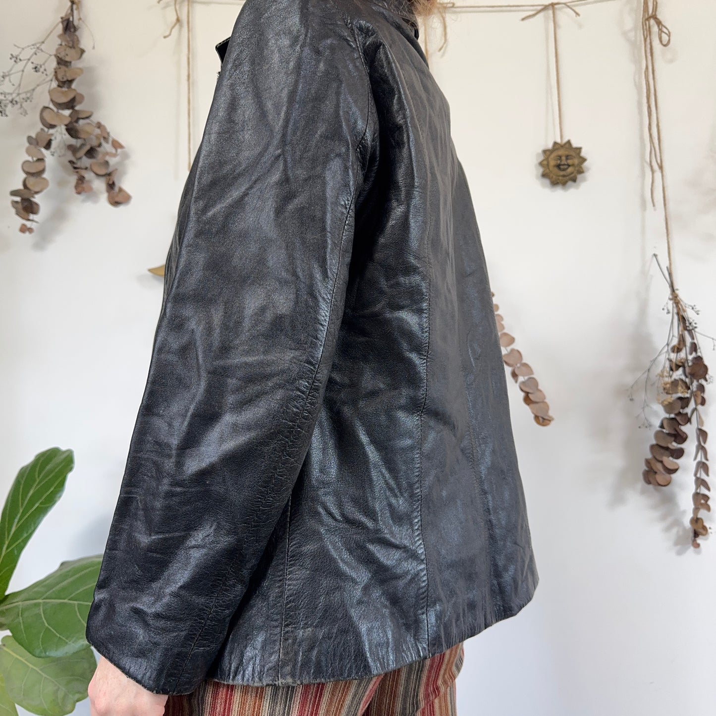 Black leather jacket - size M
