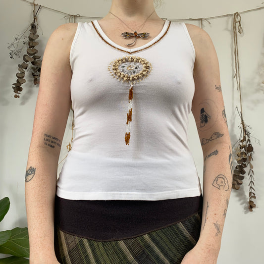 White beaded cami - size S/M