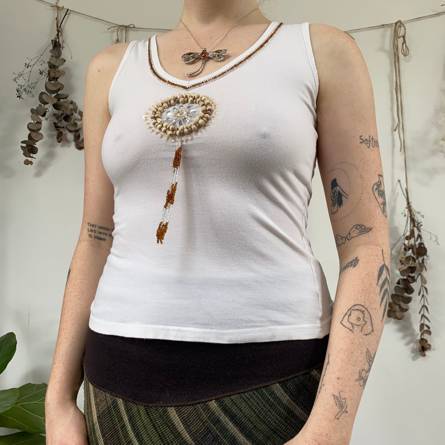 White beaded cami - size S/M
