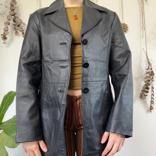Black leather jacket - size M/L