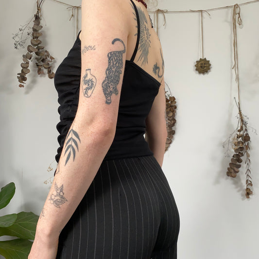 Black mesh ruched cami - size M