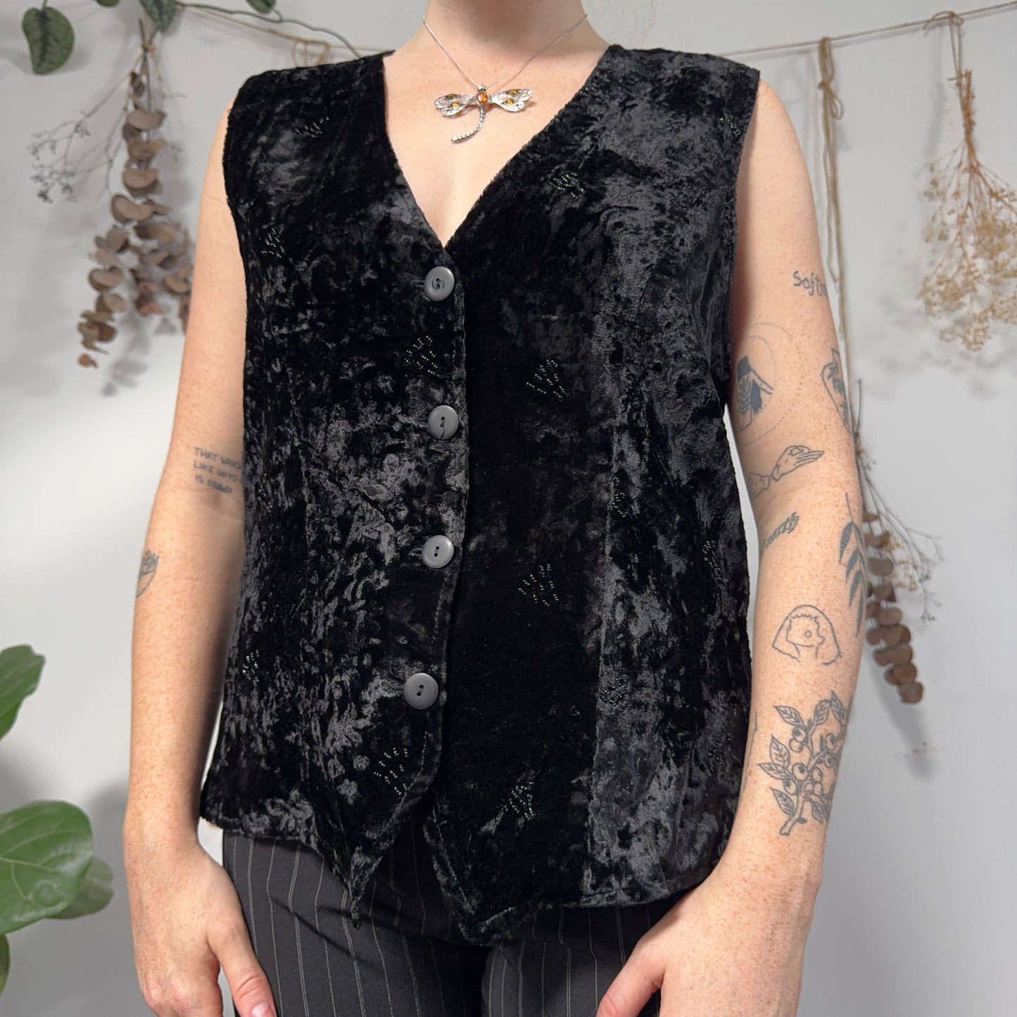 Black velvet waistcoat - size M/L