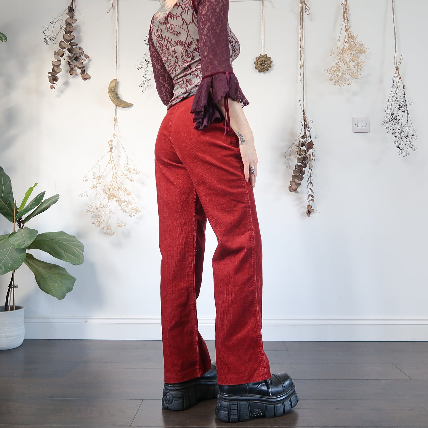 Red corduroy trousers - size S/M