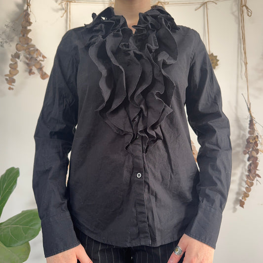 Black ruffle shirt - size M