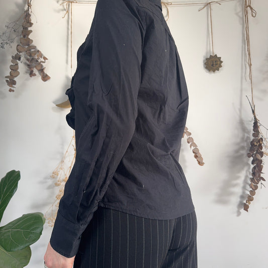 Black ruffle shirt - size M