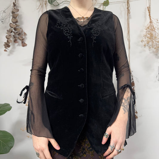 Black velvet waistcoat - size M