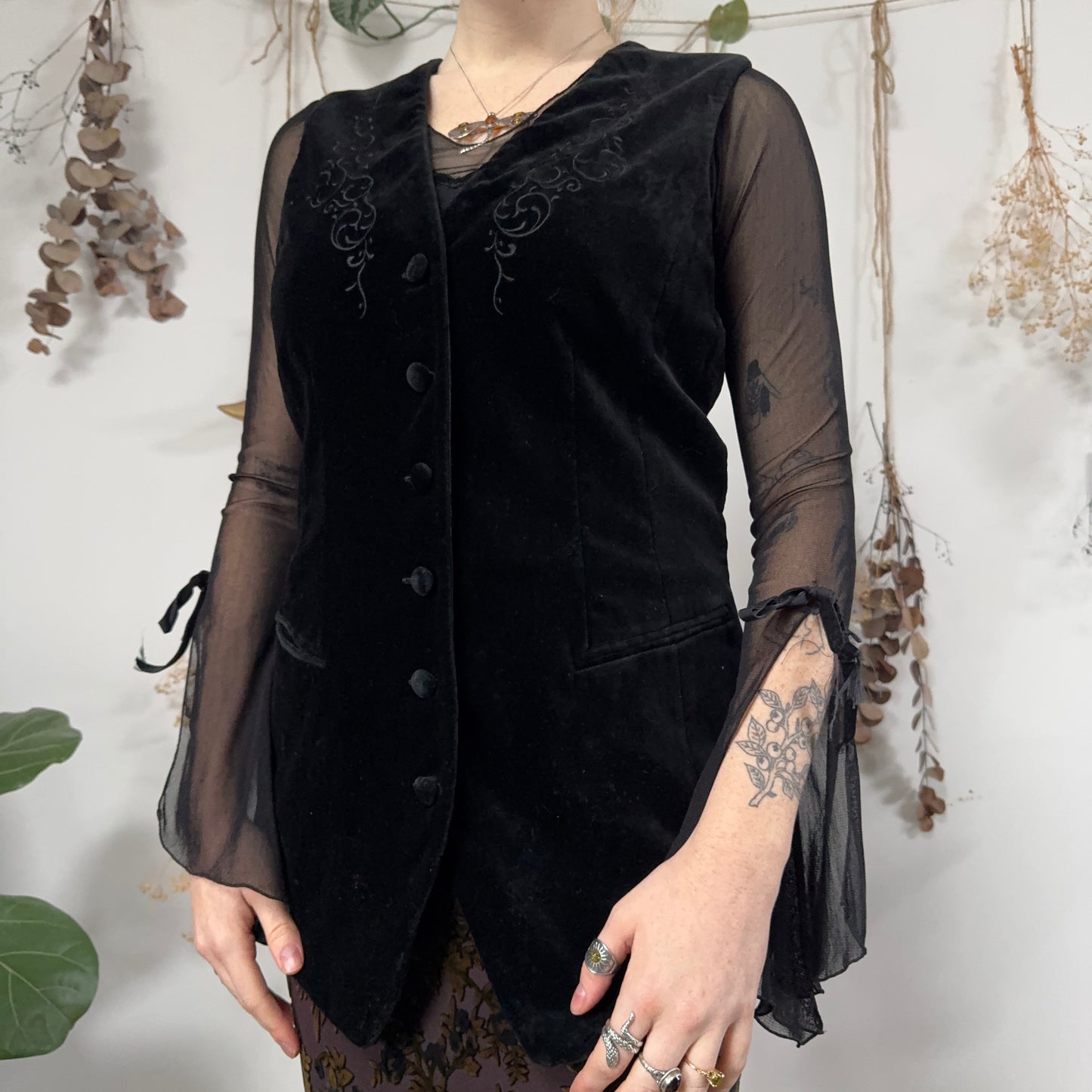 Black velvet waistcoat - size M
