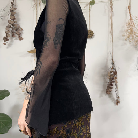 Black velvet waistcoat - size M