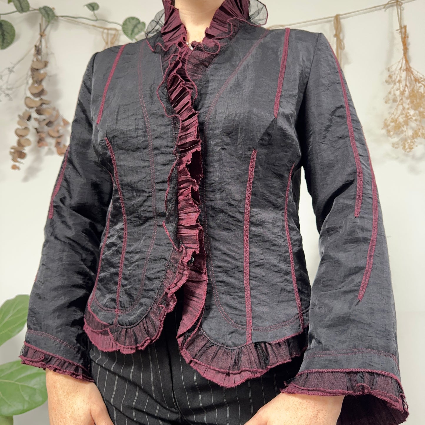 Black burgundy blouse - size L
