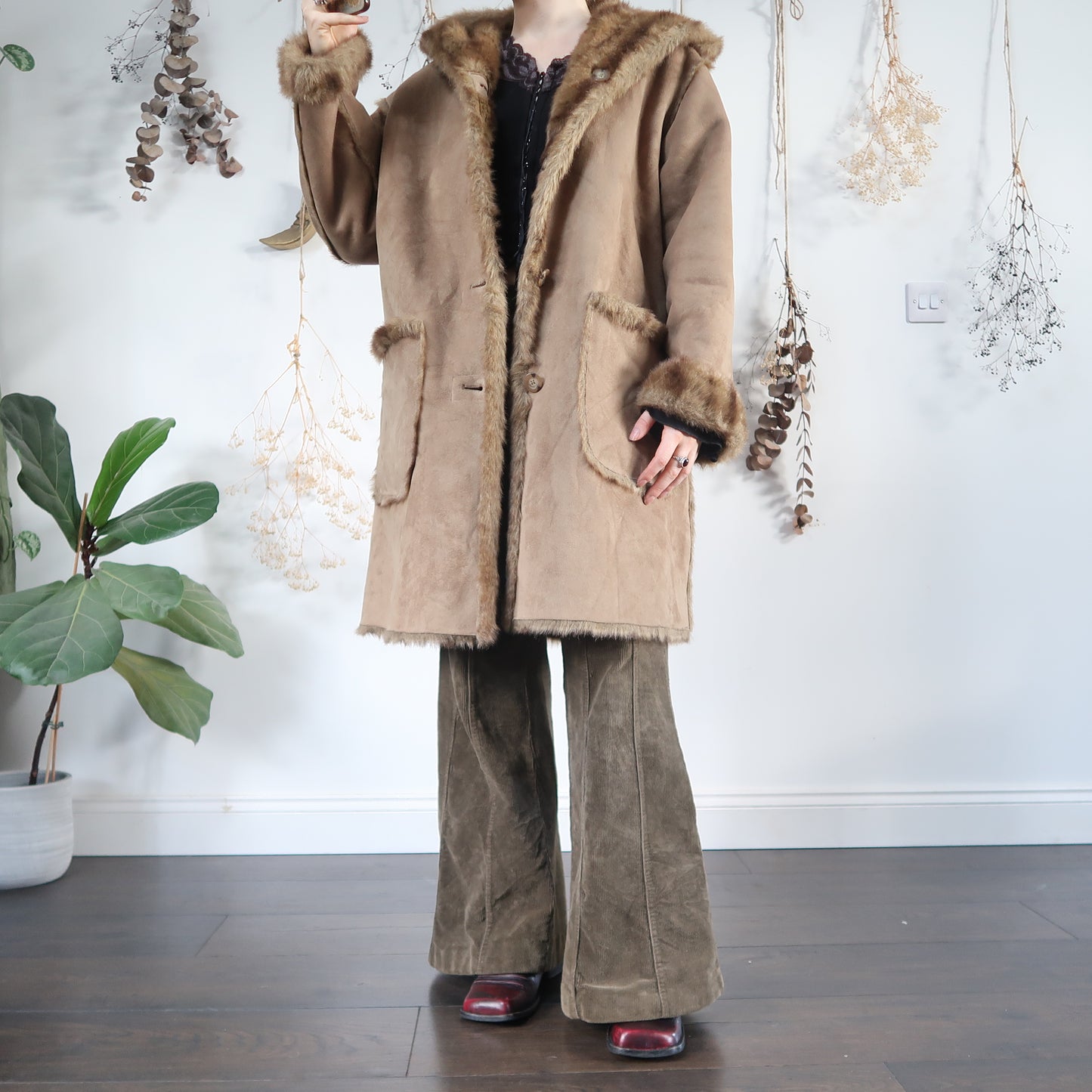 Green beige coat - size XL
