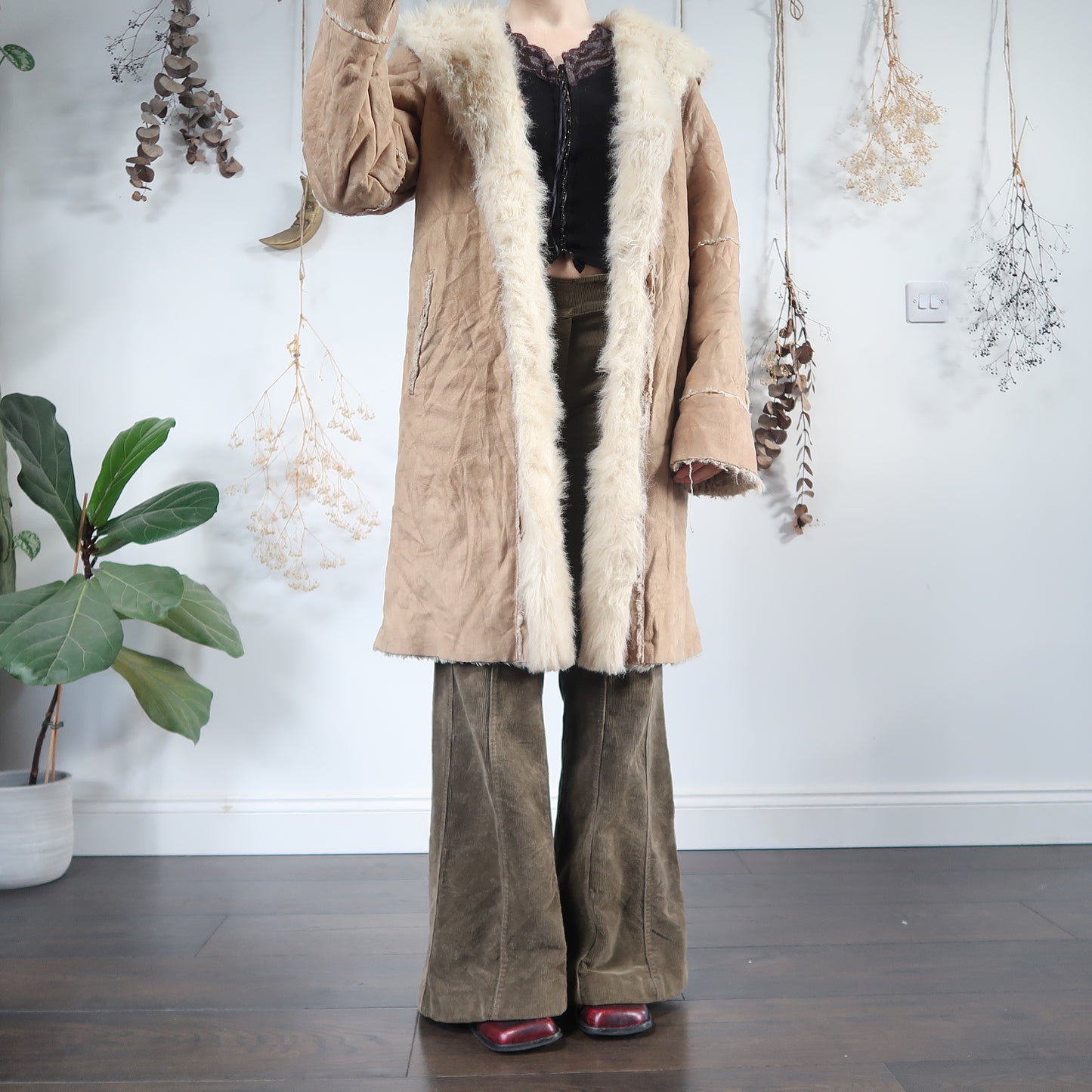 Cream hooded coat - size M/L