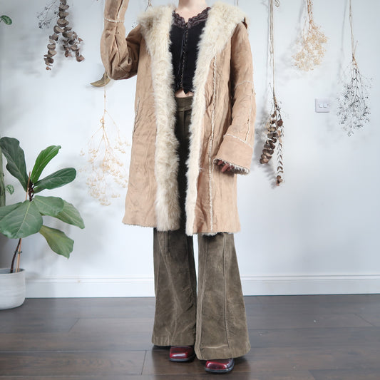 Cream hooded coat - size M/L