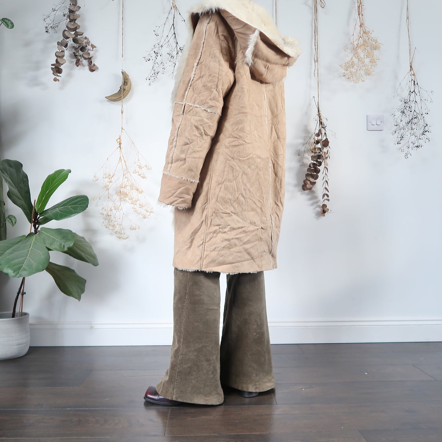 Cream hooded coat - size M/L