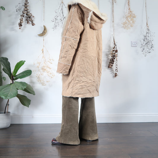 Cream hooded coat - size M/L