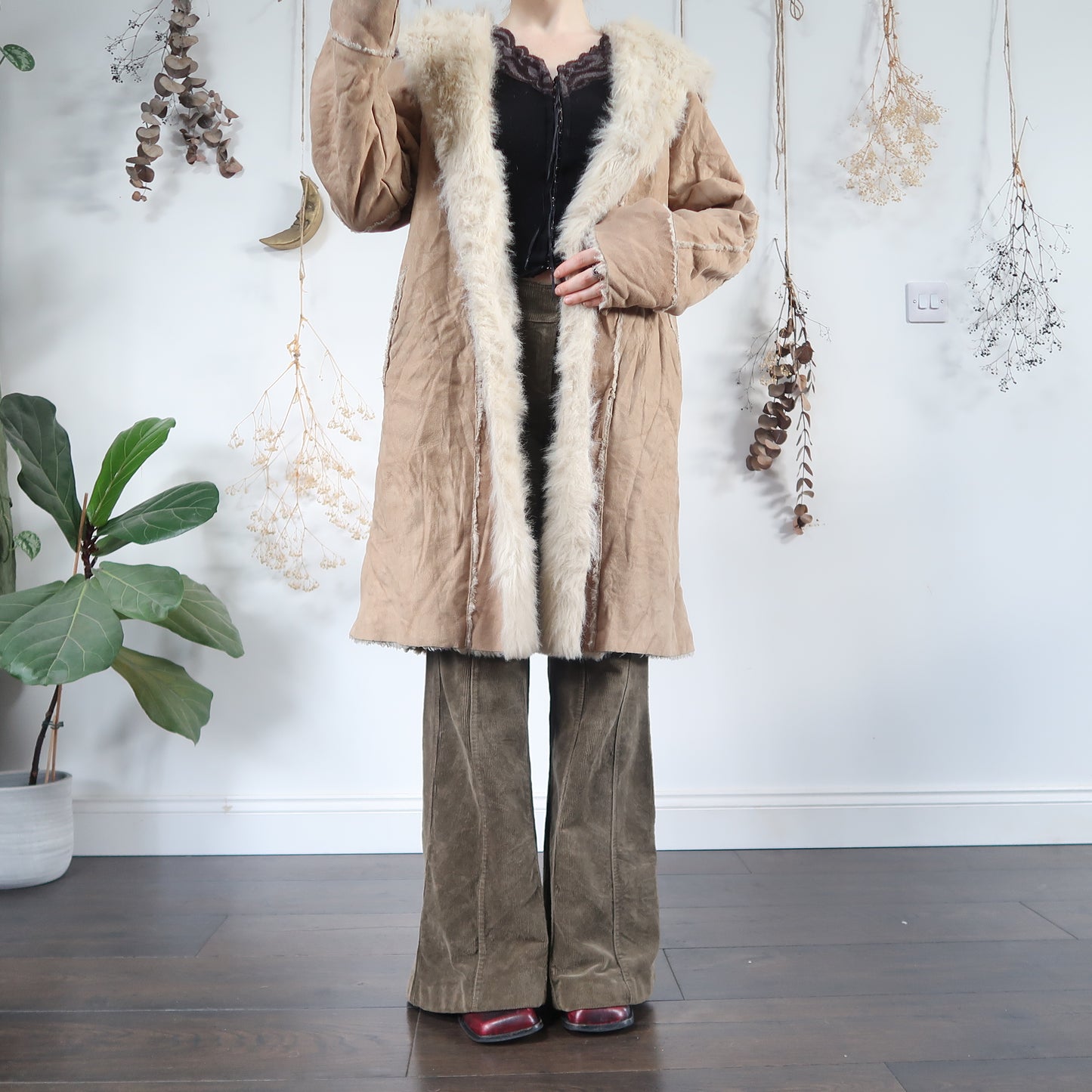 Cream hooded coat - size M/L