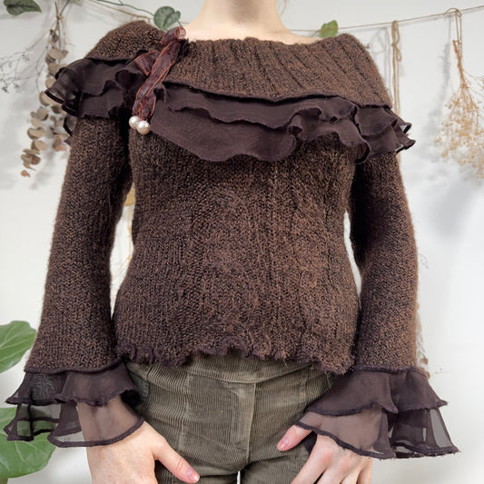 Brown knit jumper - size S/M