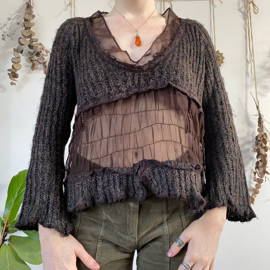 Brown knit top - size L