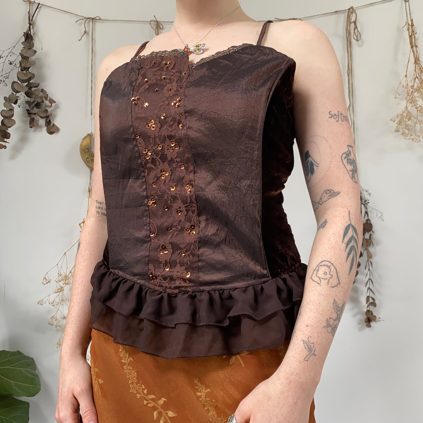 Brown corset top - size L