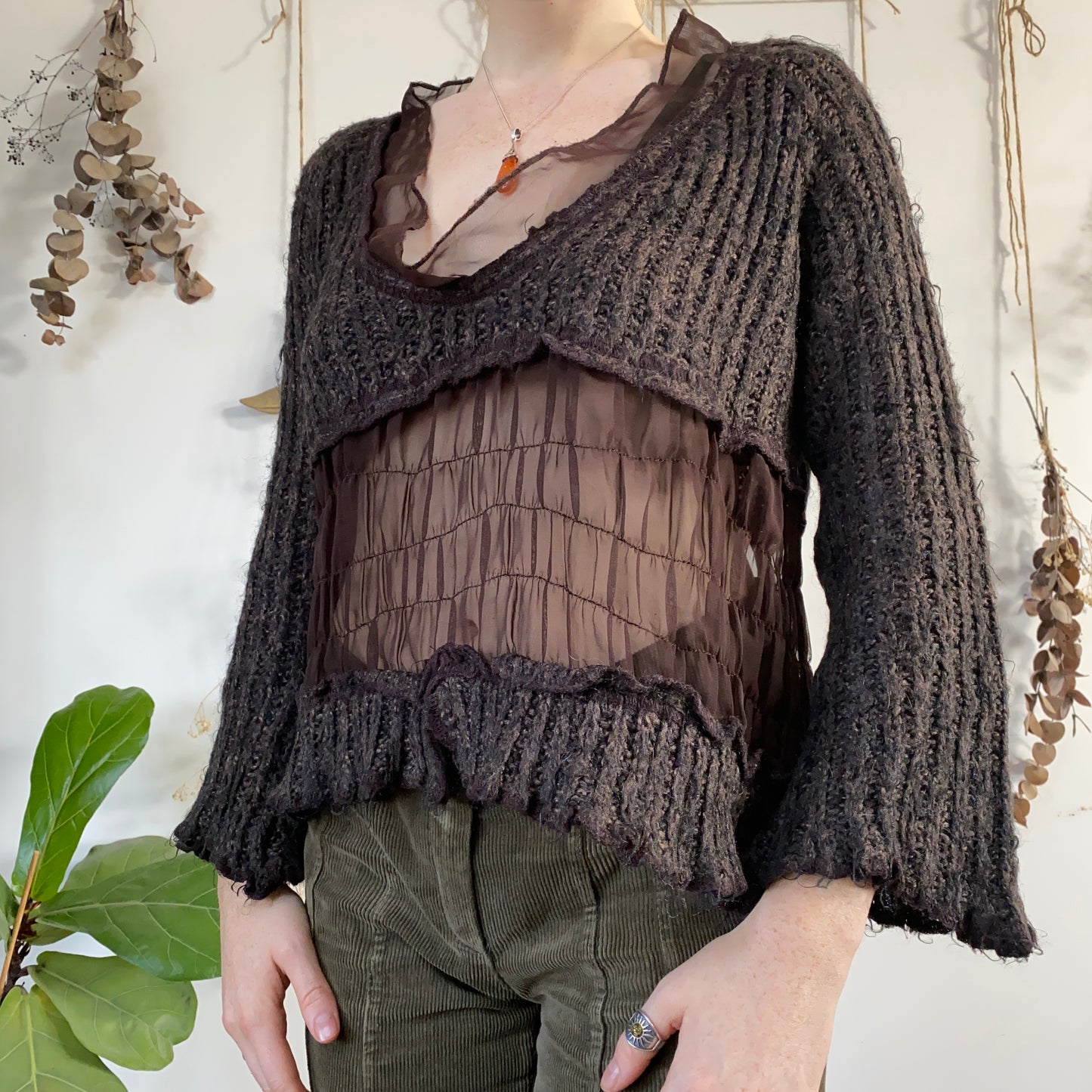 Brown knit top - size L