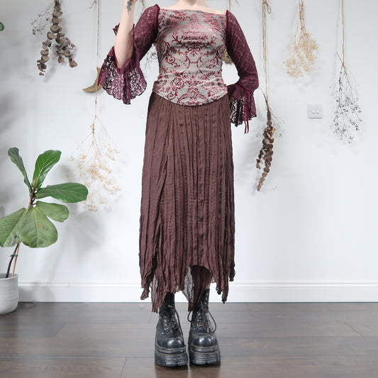 Brown crinkle skirt - size L/XL
