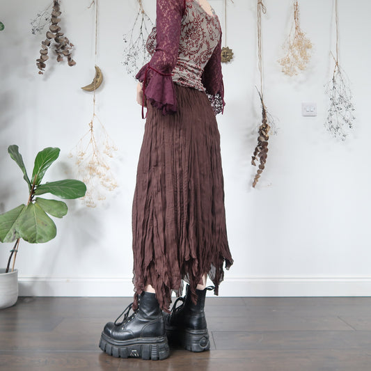 Brown crinkle skirt - size L/XL