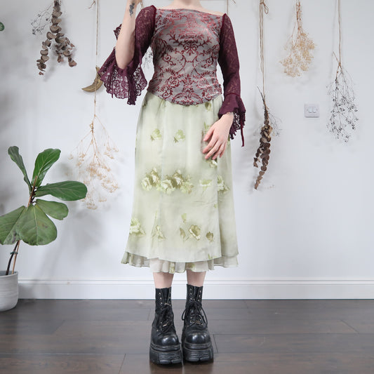 Green floral skirt - size M