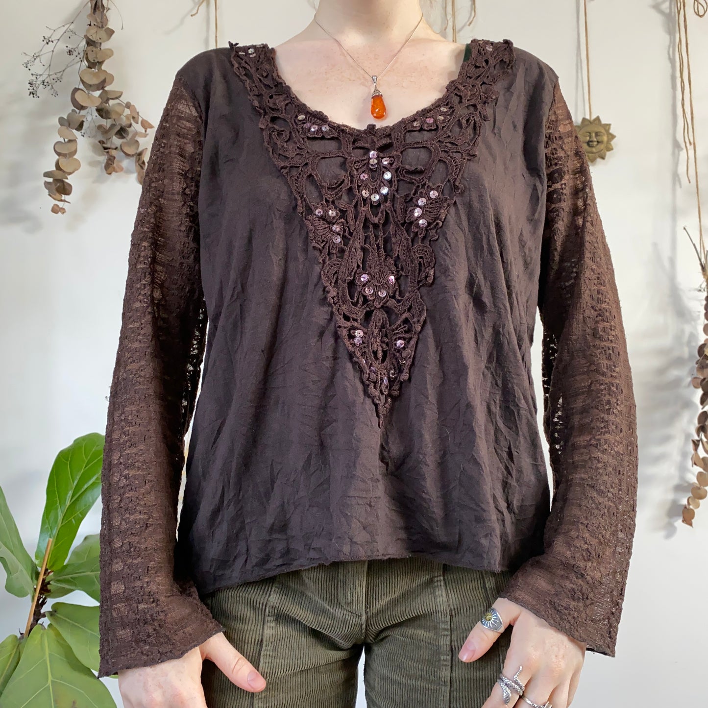 Brown fairy grunge top - size XL