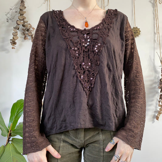 Brown fairy grunge top - size XL
