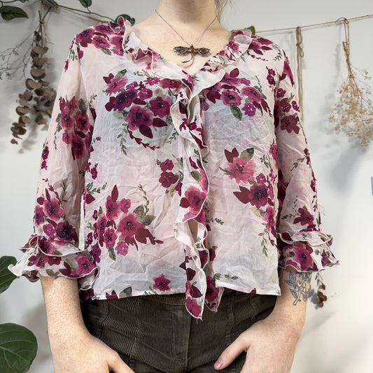 Silk floral blouse - size M