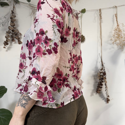 Silk floral blouse - size M