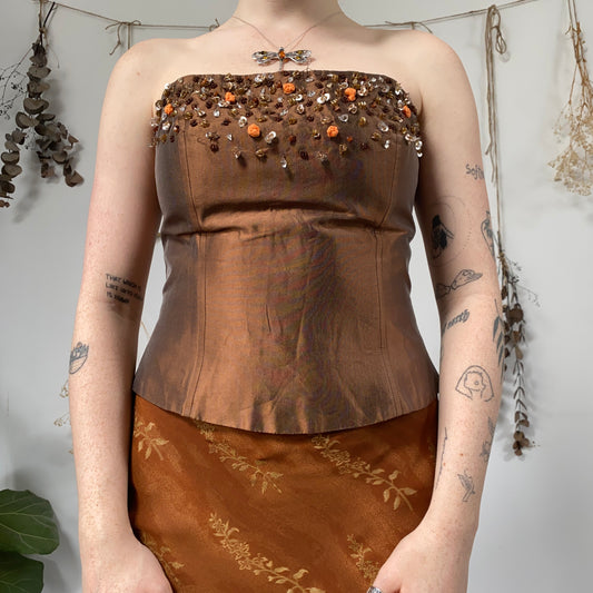 Copper beaded corset - size M