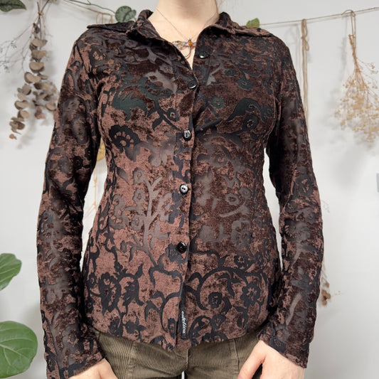 Brown velvet shirt - size S/M