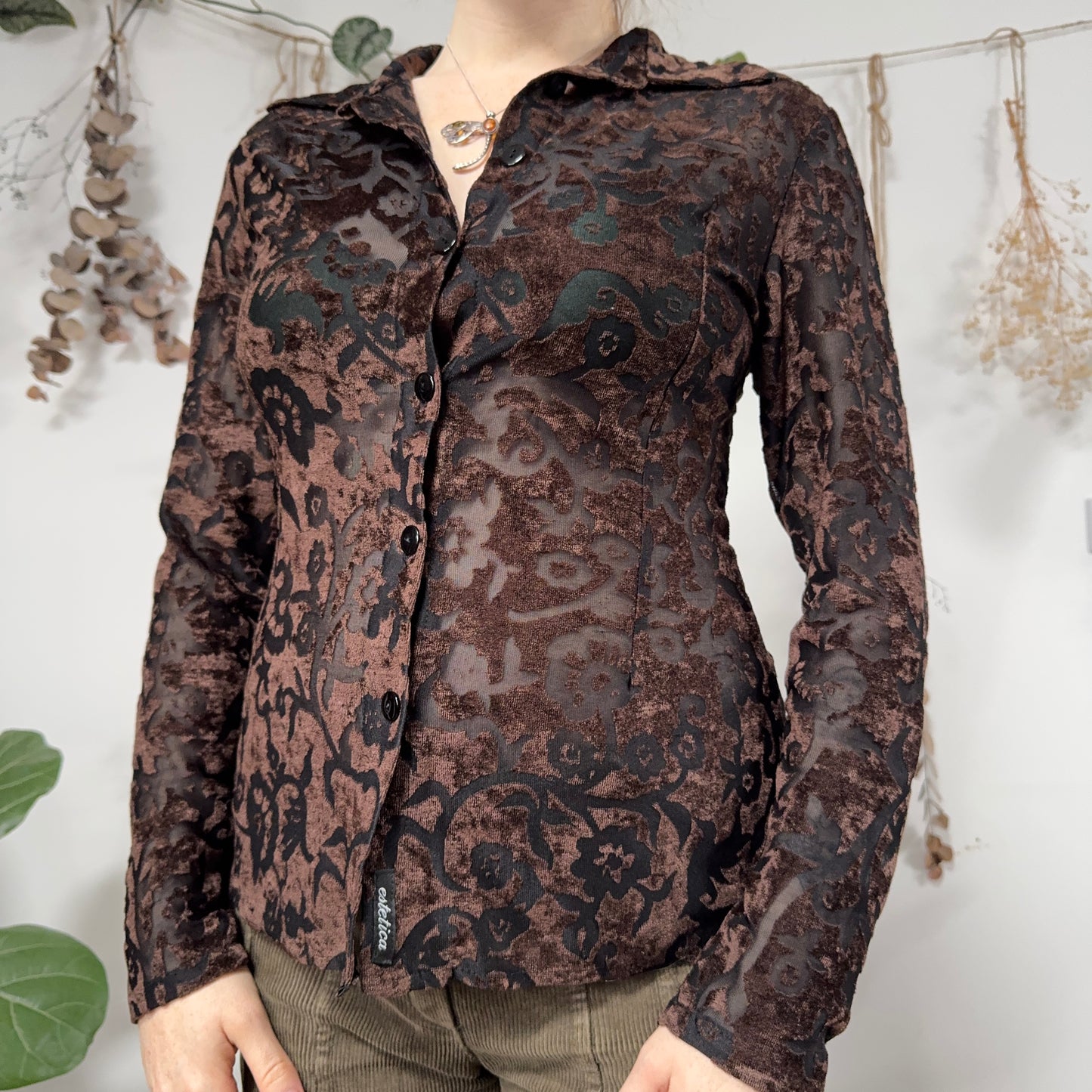 Brown velvet shirt - size S/M