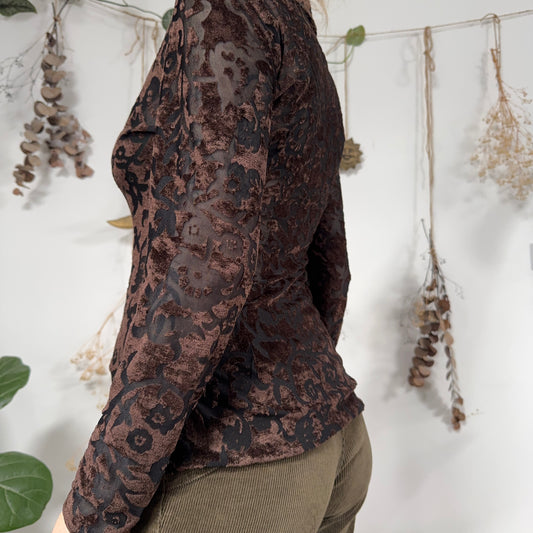 Brown velvet shirt - size S/M
