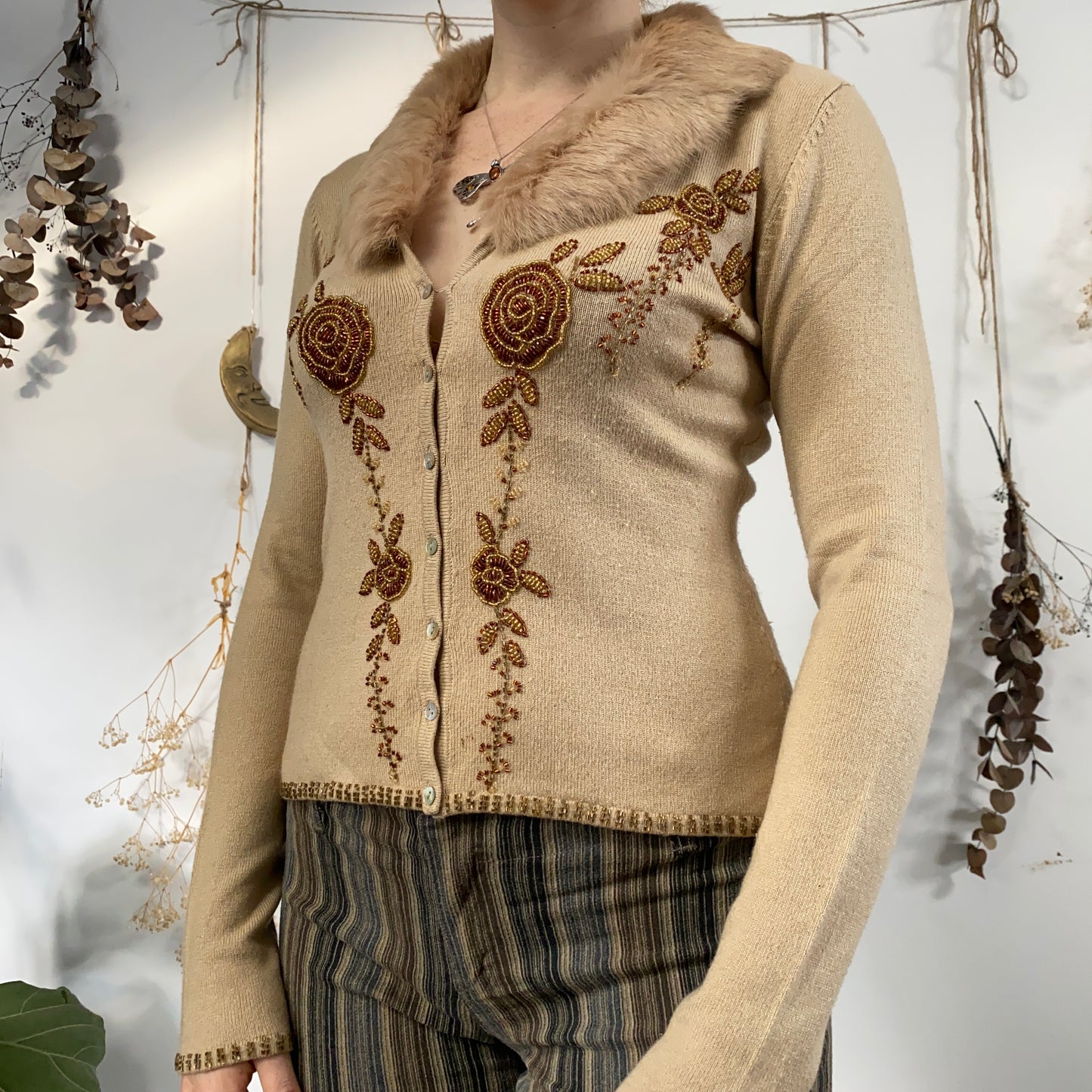 Beaded cardigan top - size S/M