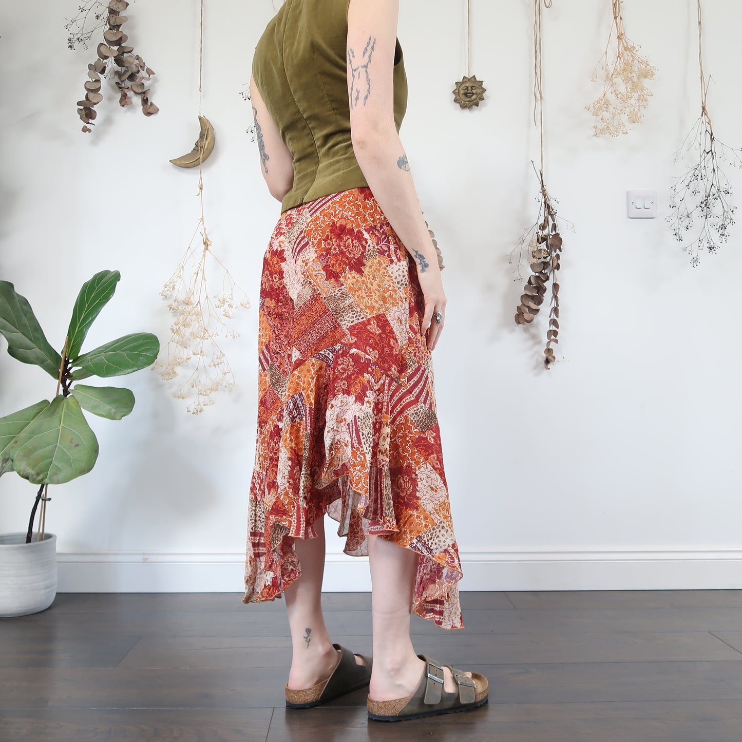 Patchwork floaty skirt - size L