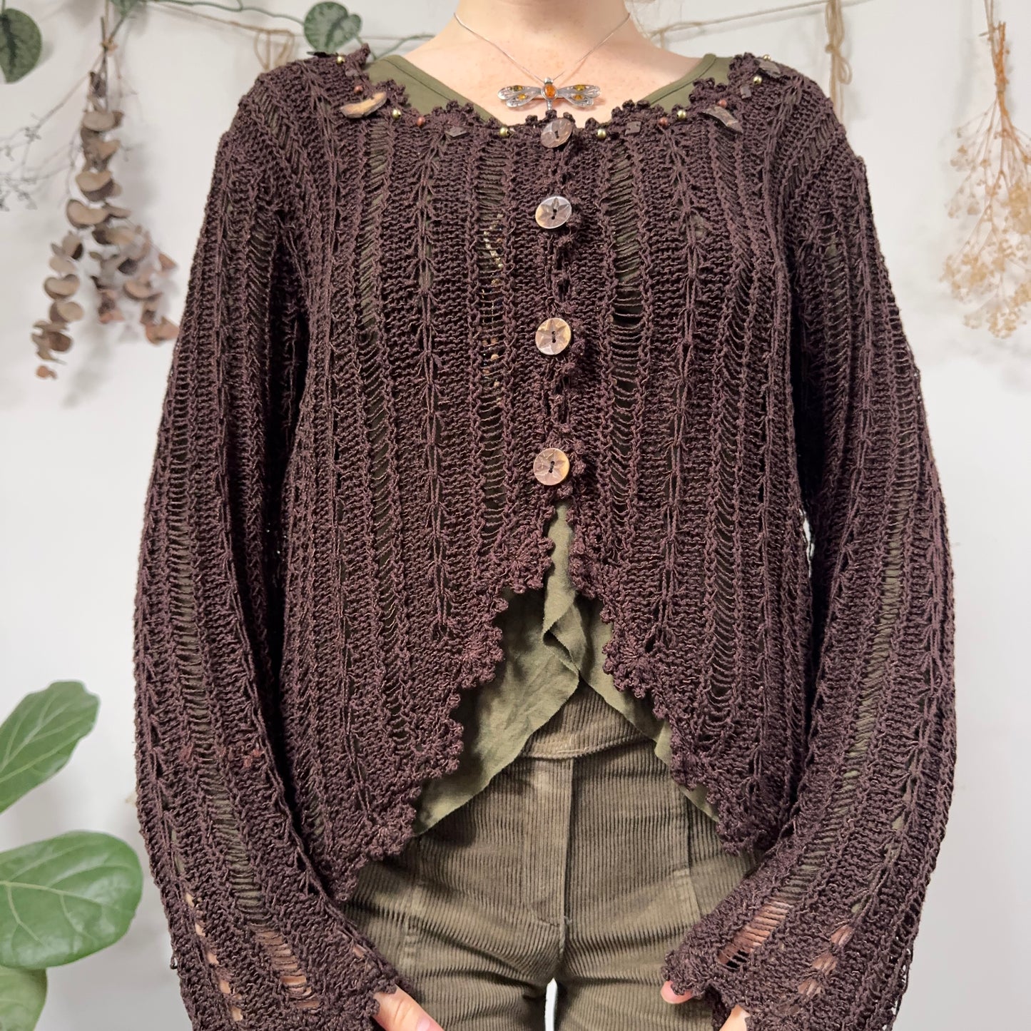 Brown knit cardigan - size L/XL