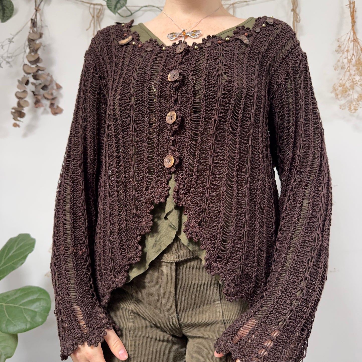 Brown knit cardigan - size L/XL