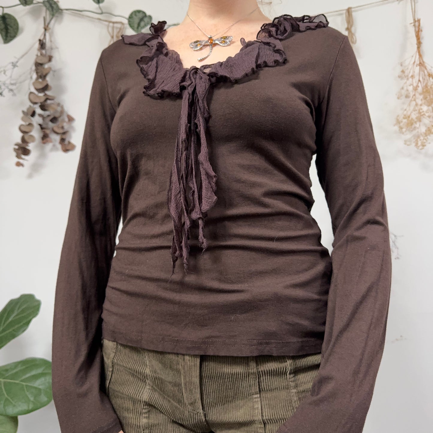 Brown long sleeve top - size M