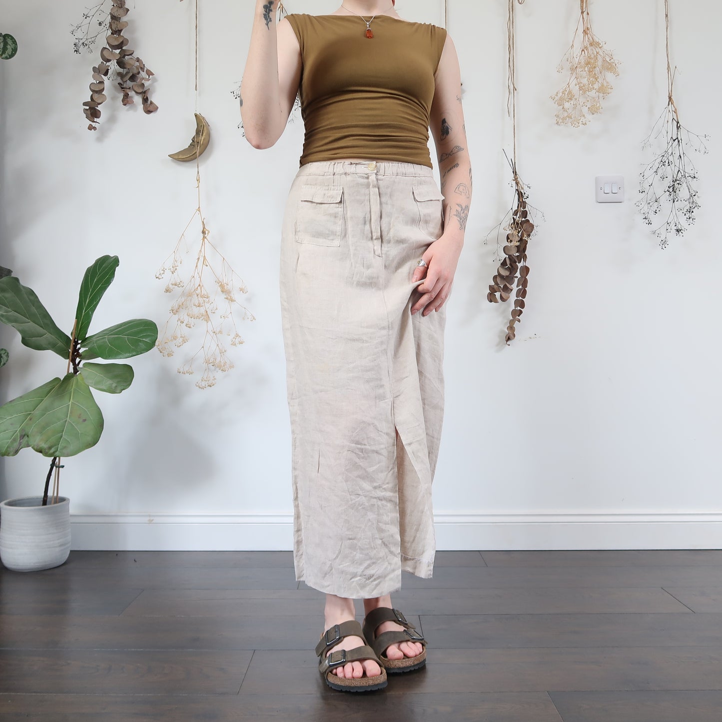 Cream linen skirt - size S