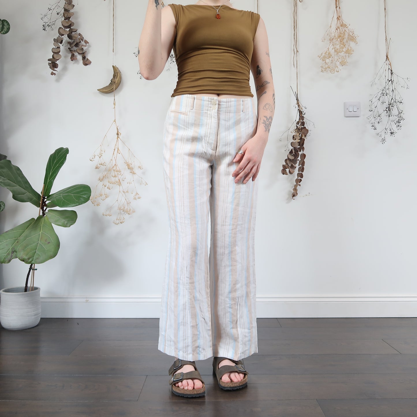 Striped linen trousers - size S/M