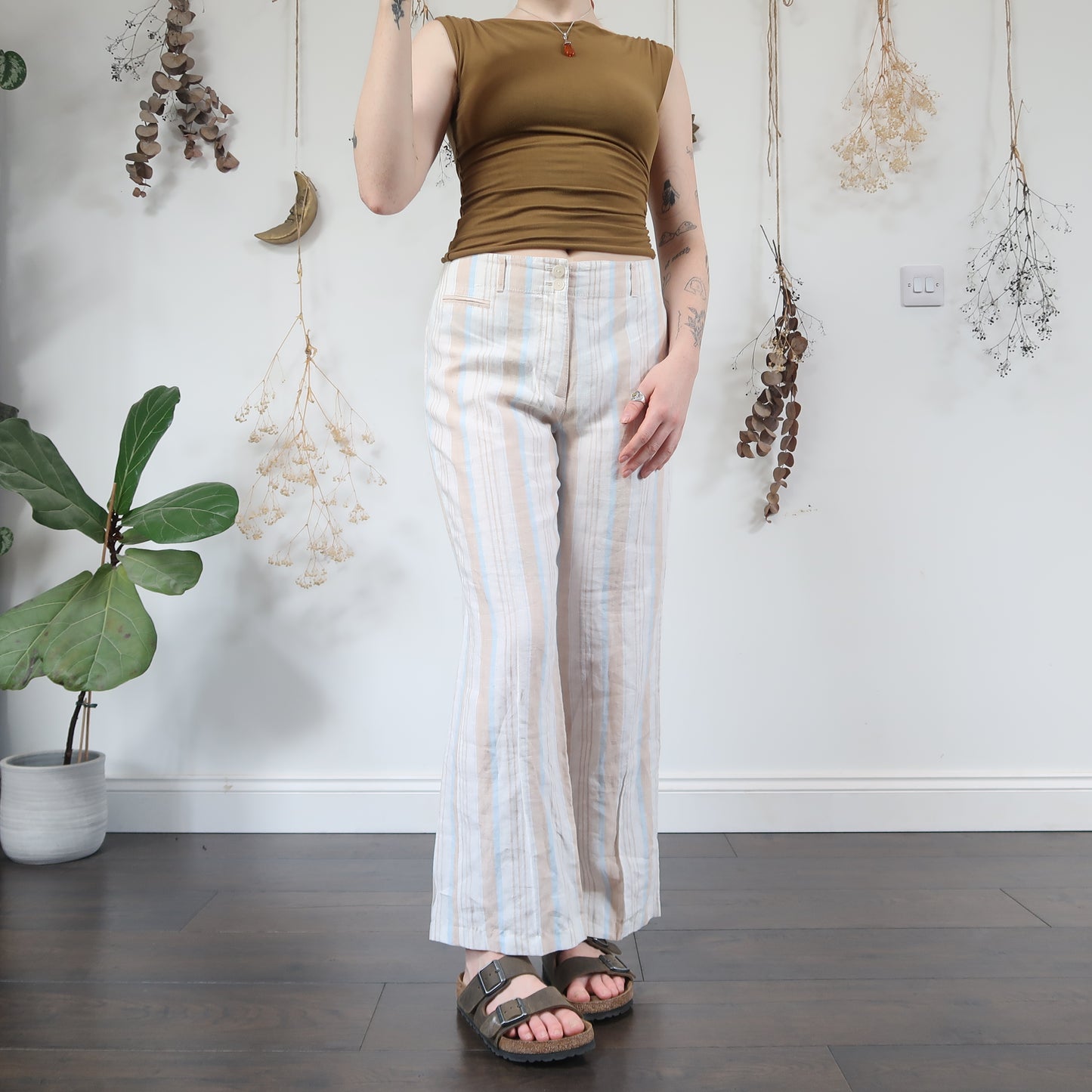 Striped linen trousers - size S/M