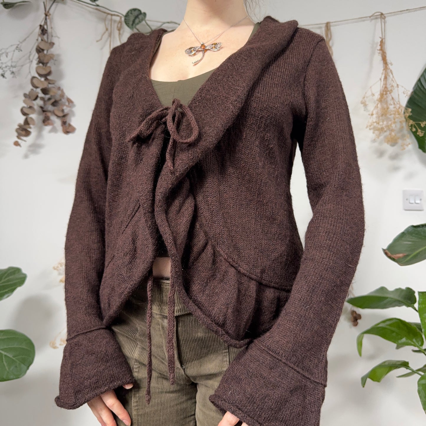 Brown knit cardigan - size L