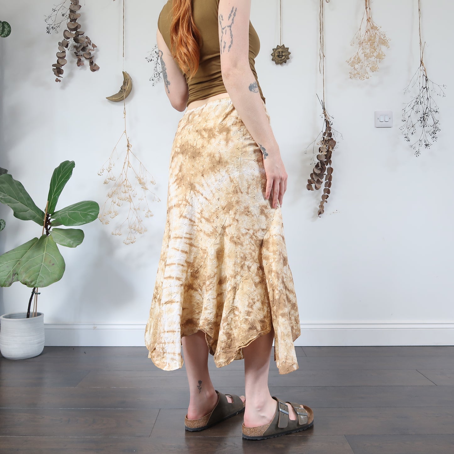 Tie dye broderie anglaise skirt - size L