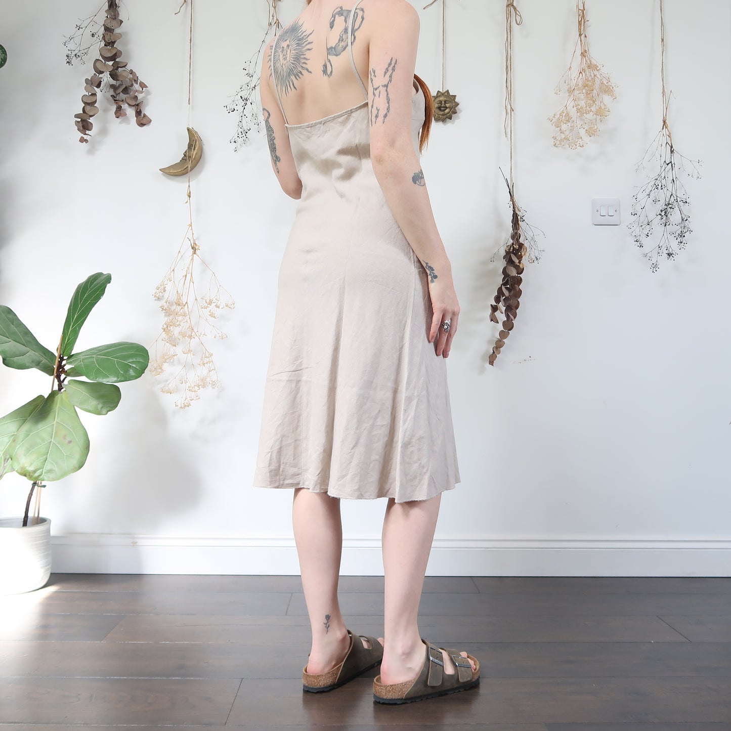 Beige linen dress - size S/M
