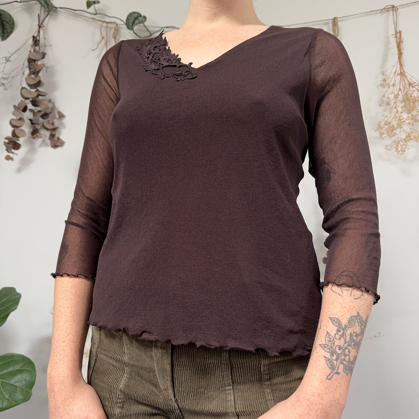 Brown mesh top - size M/L