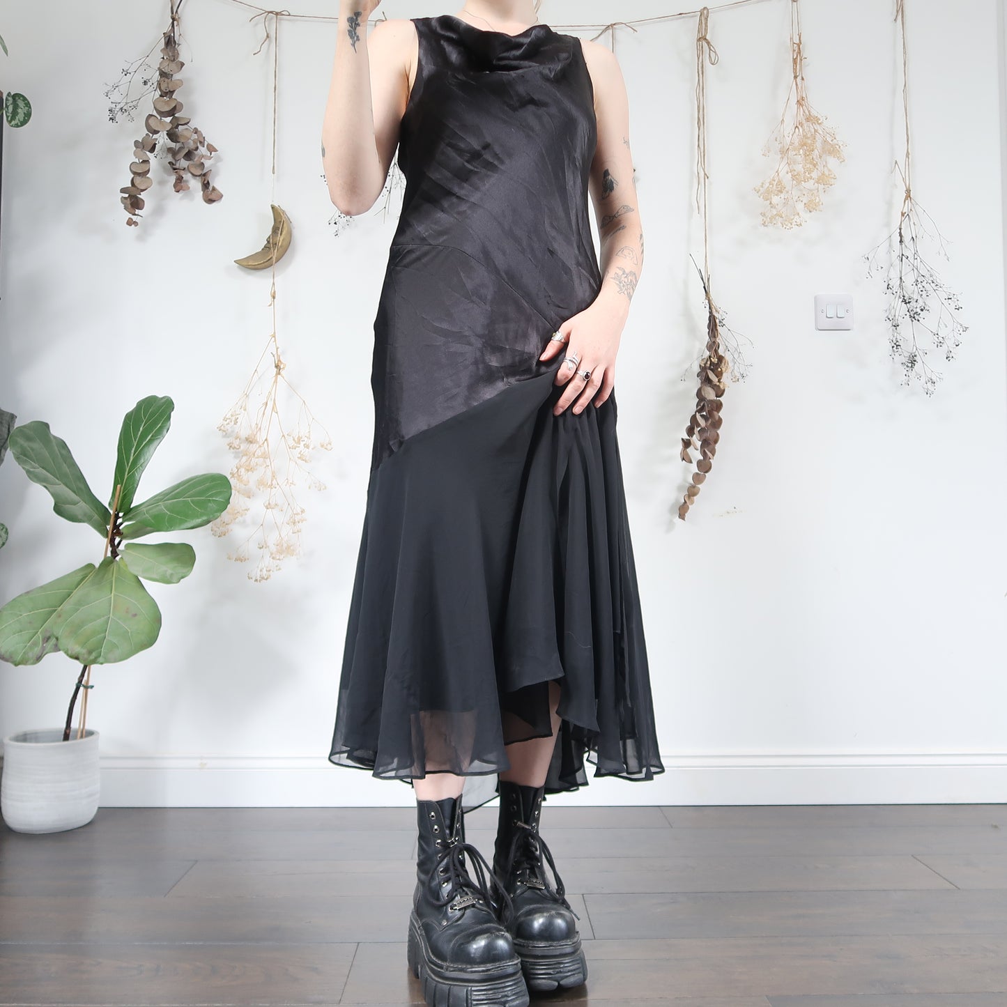 Black cowl neck dress - size M