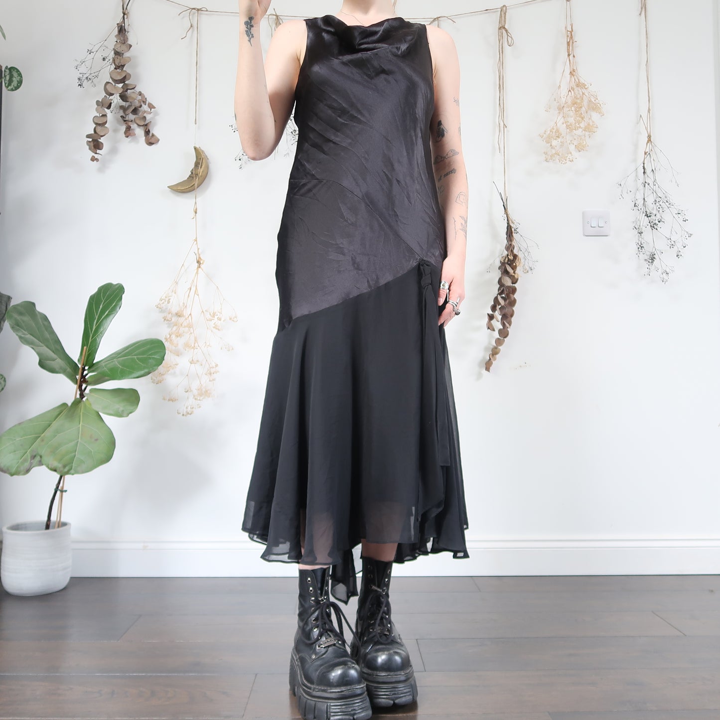 Black cowl neck dress - size M