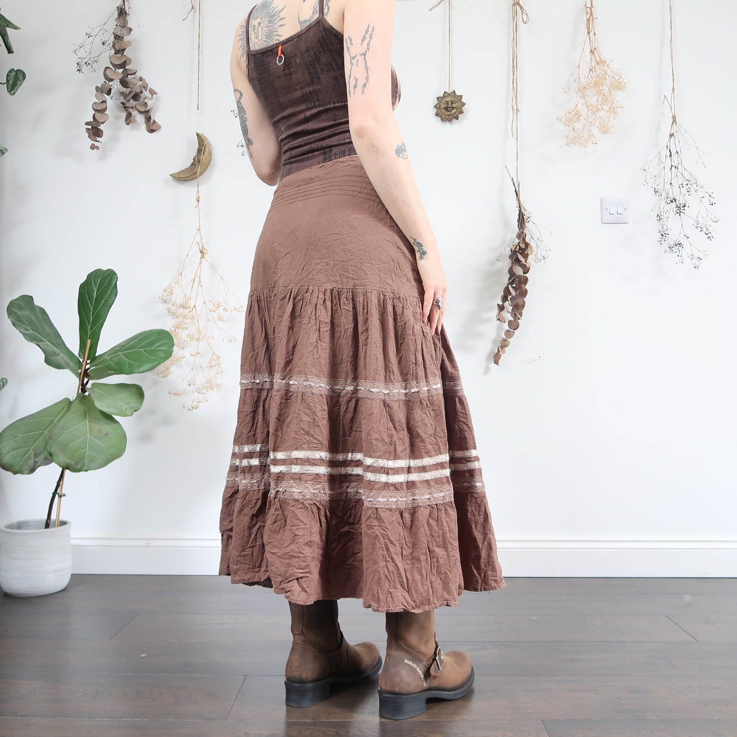 Brown tiered skirt - size M